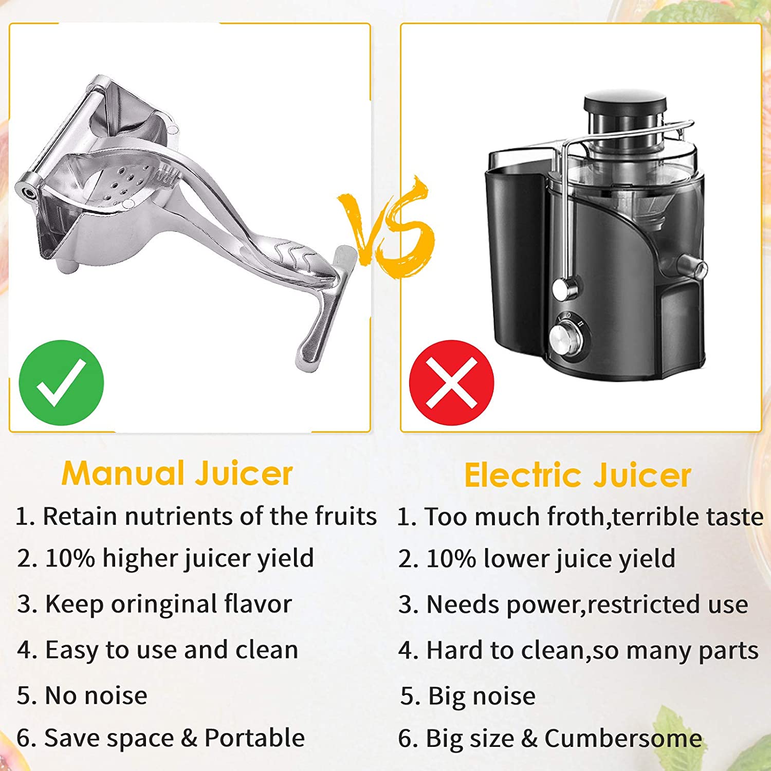 Manual Juice Squeezer Aluminum Alloy Hand Pressure Juicer