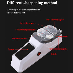 Electric Knife Sharpener Multifunctional USB Charging Automatic Knife Sharpener Grinding Machine Kitchen Knife Grindstone Tool